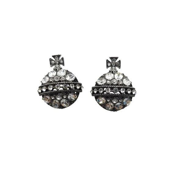 Joan Rivers Clear Crystal-Encrusted Post Earrings With Cross Design - Picture 1 of 4